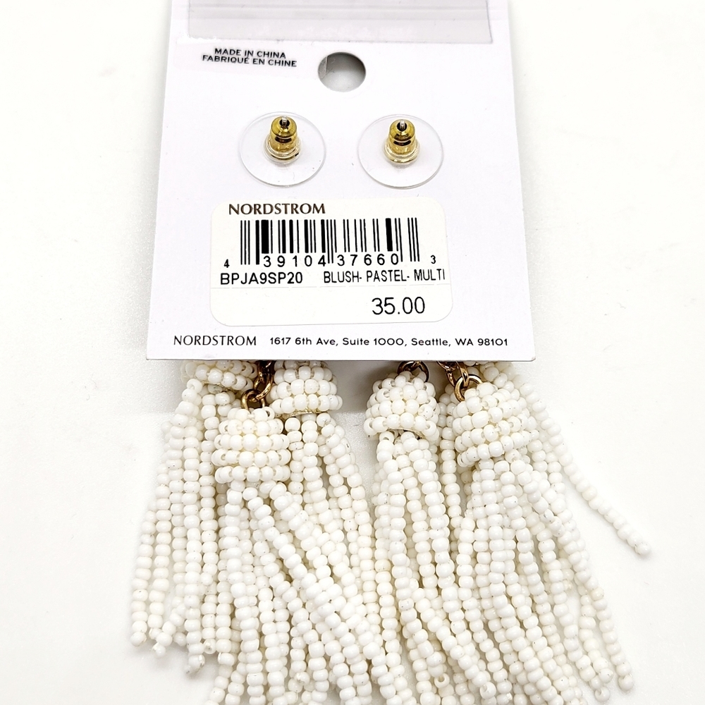 BP. Pink Purple & White Tassel Beaded Earrings NWT - Picture 3 of 6